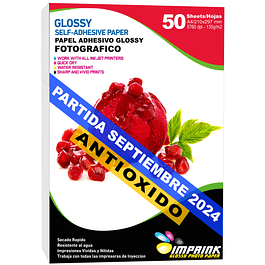 CAJA 20 RESMAS!! Papel Adhesivo Fotografico Brillante Antioxido A4/135g/50 Hojas