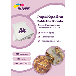 Opalina Lisa Dorada A4 20 Hojas 315gr Imprink