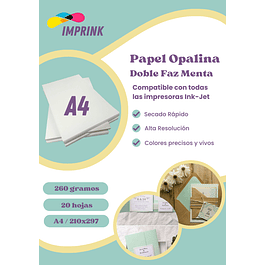 Opalina Lisa Menta A4 20 Hojas 260gr Imprink