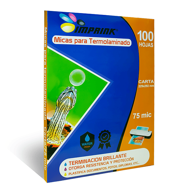 CAJA 10 RESMAS!! 100 Micas Para Termolaminadora Plastificadora Carta 75mic para Laminado