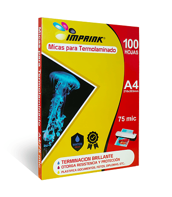 100 Micas Para Termolaminadora Plastificadora tamaño A4 75mic para Laminado