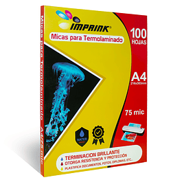 CAJA 10 RESMAS!! 100 Micas Para Termolaminadora Plastificadora tamaño A4 75mic para Laminado