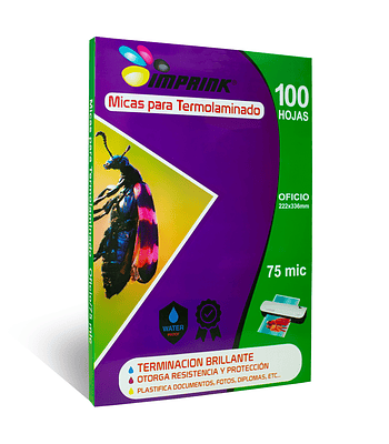 100 Micas Termolaminadora Plastificadora Oficio 75mic para Laminado