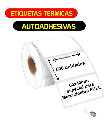 4 Rollos etiquetas Autoadhesivas termicas 80x50 mm x 1000 un