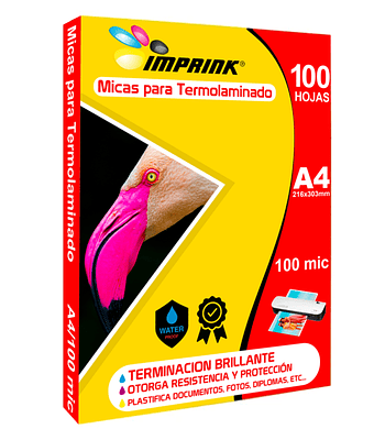 100 Micas Para Termolaminadora Plastificadora A4/100 micrones para Laminado