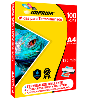 100 Micas Para Termolaminadora Plastificadora tamaño A4 125mic para Laminado
