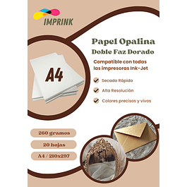 Opalina Lisa Dorada A4 20 Hojas 260gr Imprink