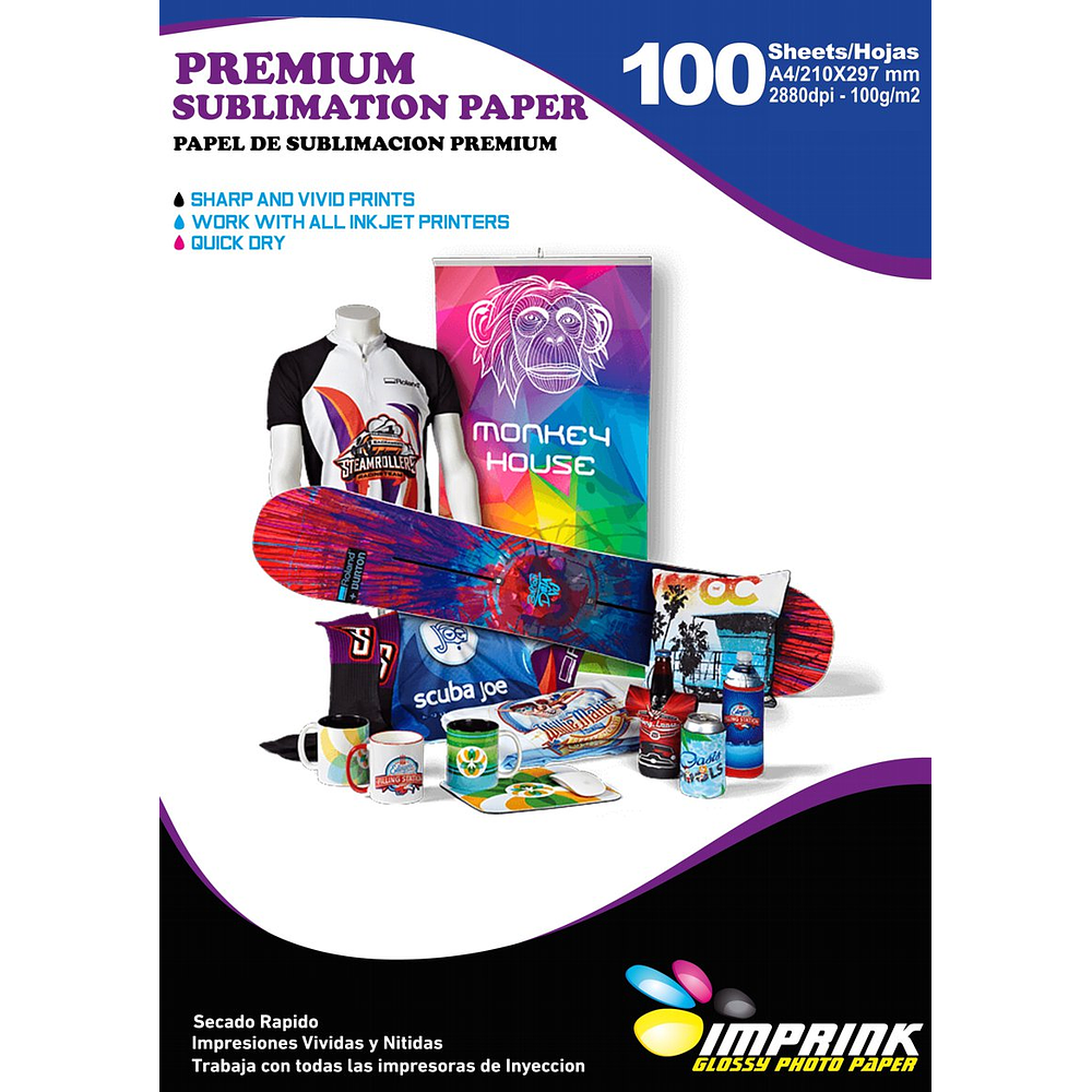 SEGUNDA SELECCIÓN! Papel Para Sublimación Premium (reverso amarillo) A4 SECADO INSTANTANEO
