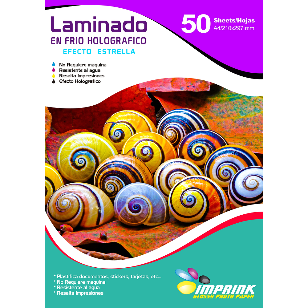 SEGUNDA SELECCIÓN! Laminado en Frio Transparente Holografico Efecto estrella A4/50 Hojas