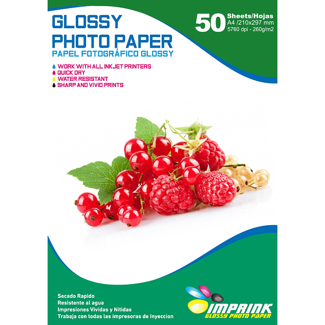 SEGUNDA SELECCIÓN! Papel Fotografico Glossy Brillante A4 De 260gr