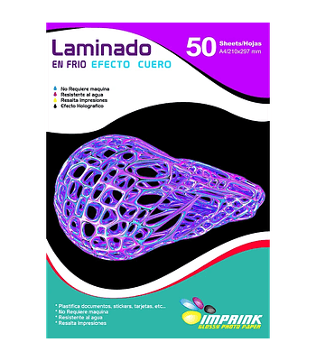 SEGUNDA SELECCIÓN! Laminado en Frio Transparente Efecto cuero A4/50 Hojas (35 a 41)