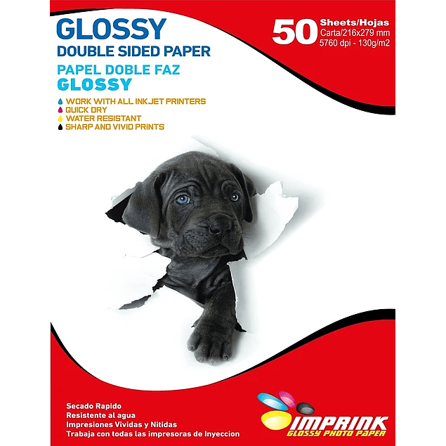 SEGUNDA SELECCIÓN! Papel Fotográfico Glossy Carta doble faz 130gr/50 Hojas