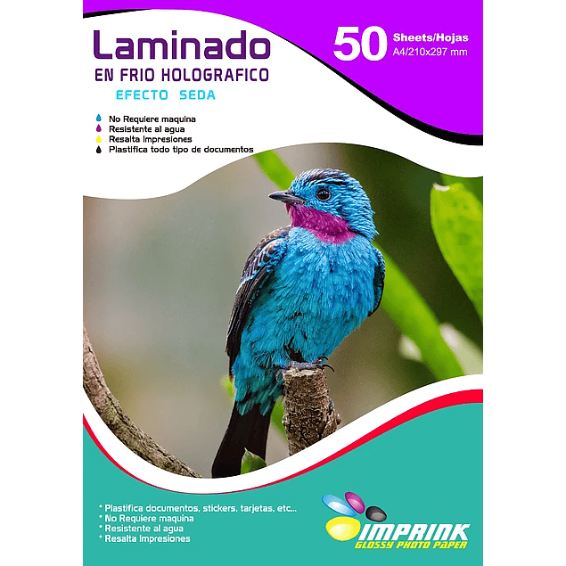 SEGUNDA SELECCIÓN! Laminado en Frio Transparente Holografico Efecto seda A4/50