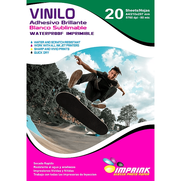 SEGUNDA SELECCIÓN! Vinilo SUBLIMABLE Adhesivo Blanco A4/20 Hojas