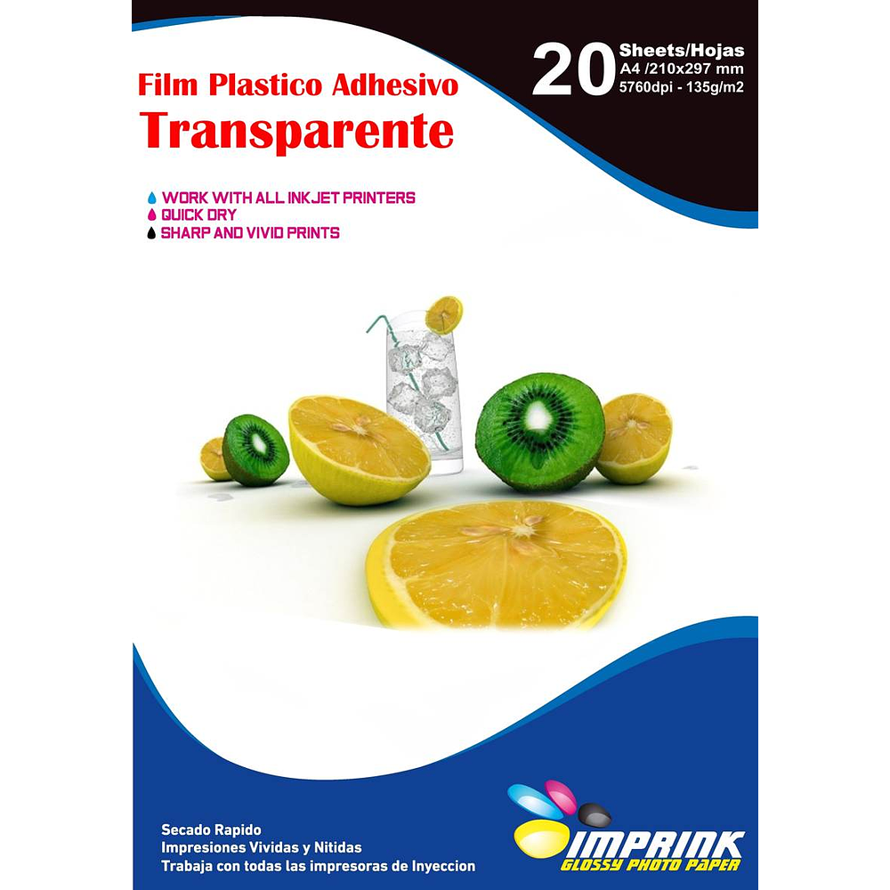 SEGUNDA SELECCIÓN! Vinilo Plástico Adhesivo Transparente Cristalino A4 / 135g / 20 hojas. Secado Lento (10)