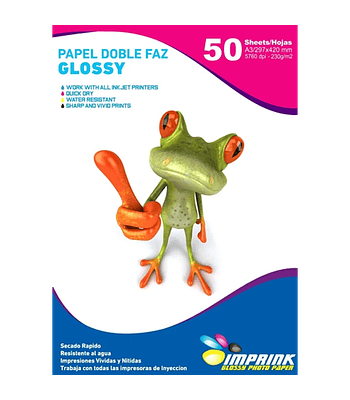 SEGUNDA SELECCIÓN! Papel Doble Faz Glossy Brillante A3 De 230gr/50 Hojas (47)