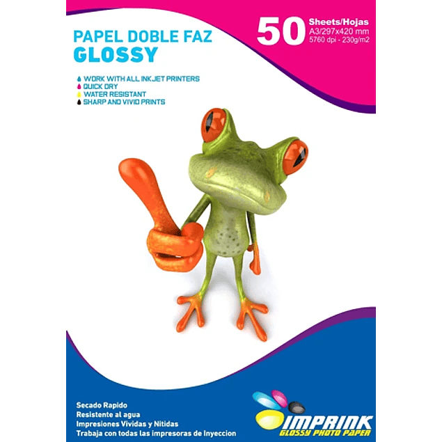 SEGUNDA SELECCIÓN! Papel Doble Faz Glossy Brillante A3 De 230gr/50 Hojas (47)