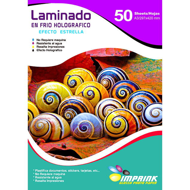 SEGUNDA SELECCIÓN! LAMINADO EN FRIO TRANSPARENTE HOLOGRAFICO EFECTO ESTRELLA A3 (52 y 55)  