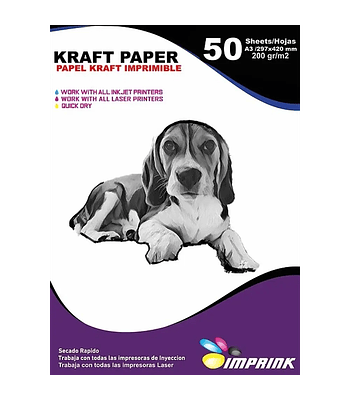 SEGUNDA SELECCIÓN! Papel Kraft 200grs Ecologico Imprimible Tamaño A3 (51)