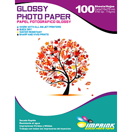 Papel fotográfico Glossy Carta 115gr / 100 hojas