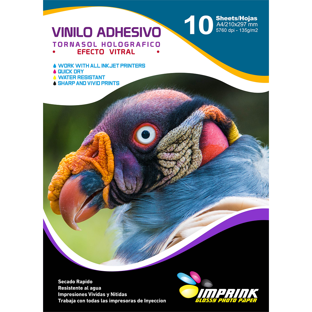 Vinilo Tornasol Adhesivo Holografico Efecto Vitral  A4/10 hojas 