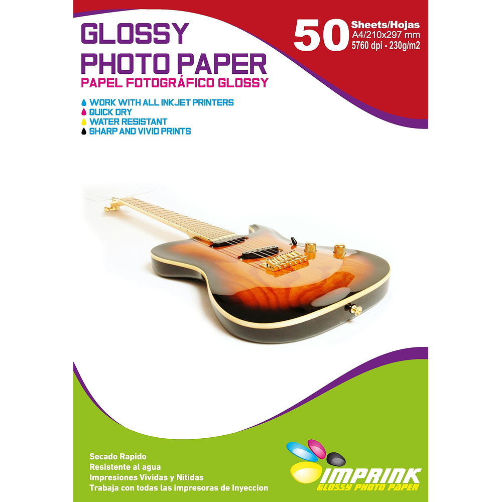 SEGUNDA SELECCIÓN! Papel Fotografico Glossy Brillante A4 De 230gr/50 Hojas (60)
