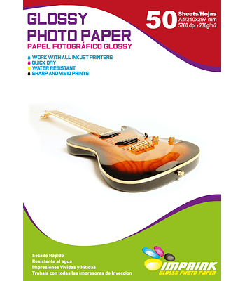 SEGUNDA SELECCIÓN! Papel Fotografico Glossy Brillante A4 De 230gr/50 Hojas (60)
