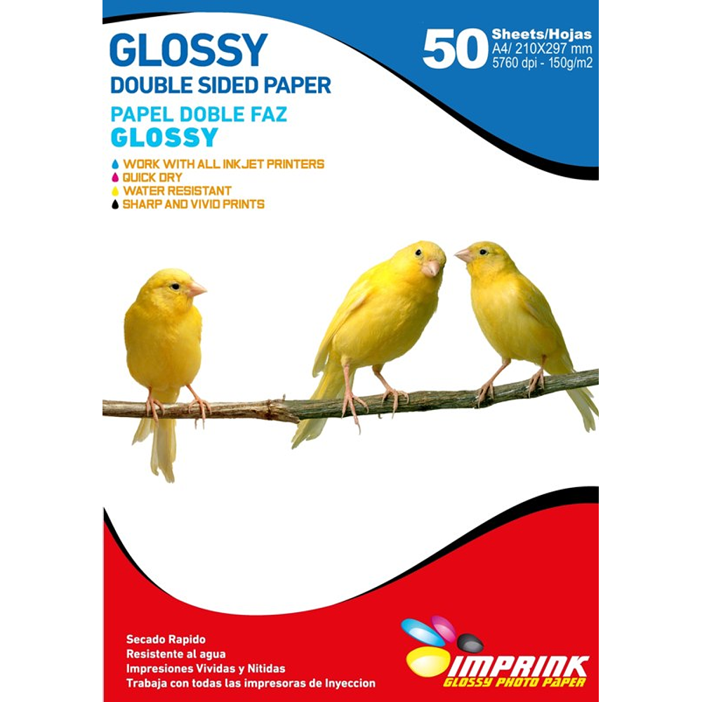 SEGUNDA SELECCIÓN! Papel Fotografico Doble Faz Glossy Brillante A4 150g/50hojas (57)