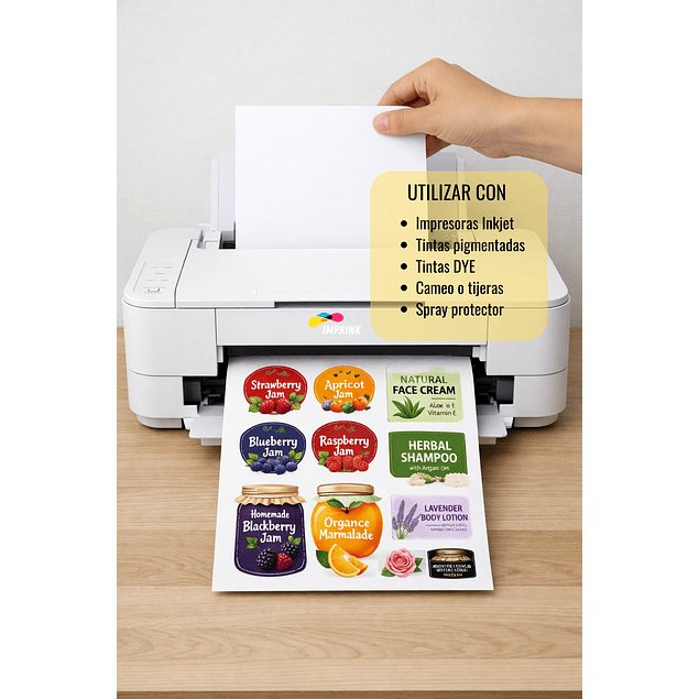 CAJA 20 RESMAS!! Vinilo Adhesivo Blanco Imprimible A4/20 Hojas Imprink