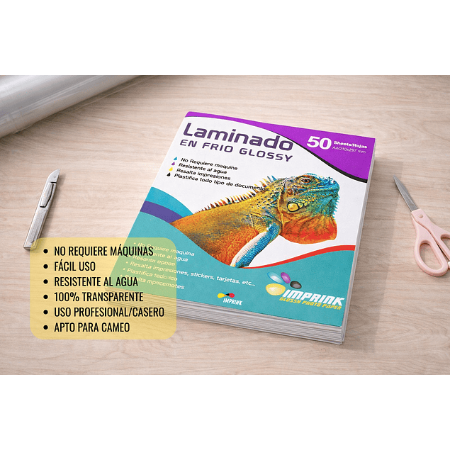 CAJA 20 RESMAS!! Laminado en Frio Transparente Glossy A4/50 Hojas