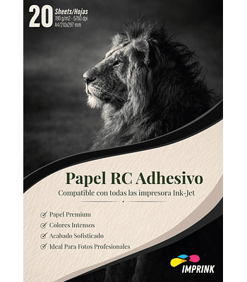 Papel Foto Premium Rc Adhesivo A4/190g/20 Hojas 
