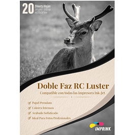 CAJA 20 RESMAS!! Papel Foto Premium Rc Luster doble faz A4/280g/20 Hojas