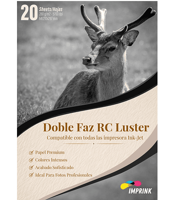 CAJA 20 RESMAS!! Papel Foto Premium Rc Luster doble faz A4/280g/20 Hojas