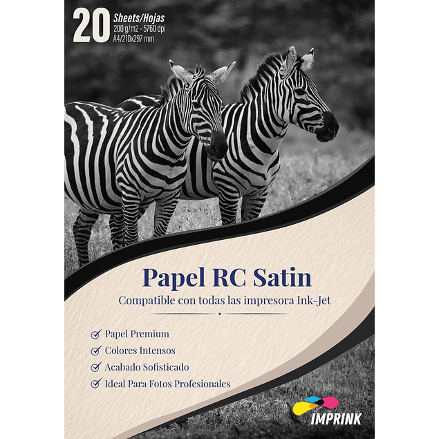 Papel Foto Premium RC Satin A4 / 200g / 20 hojas
