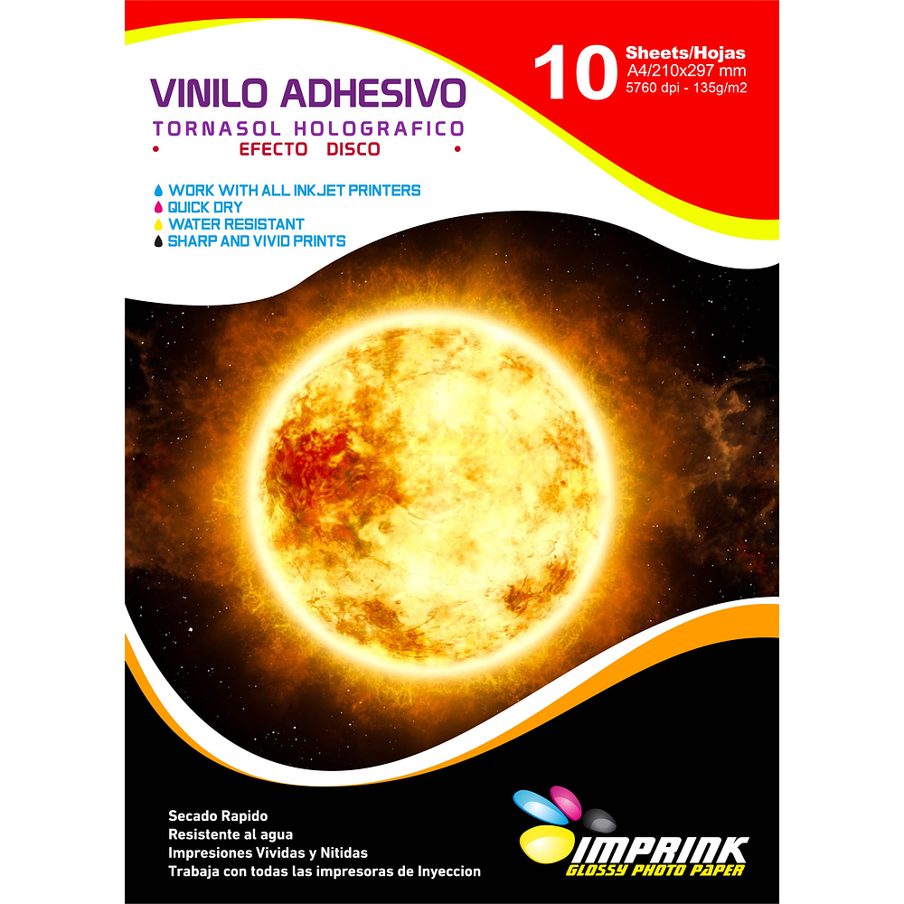 SEGUNDA SELECCIÓN! Vinilo Tornasol Adhesivo Holografico Efecto Disco  A4/10 hojas (62)
