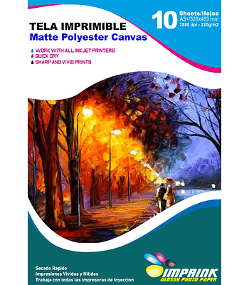 SEGUNDA SELECCIÓN! Tela Matte Poliester Canvas A3+(33x48cm) / 10hojas  (69)