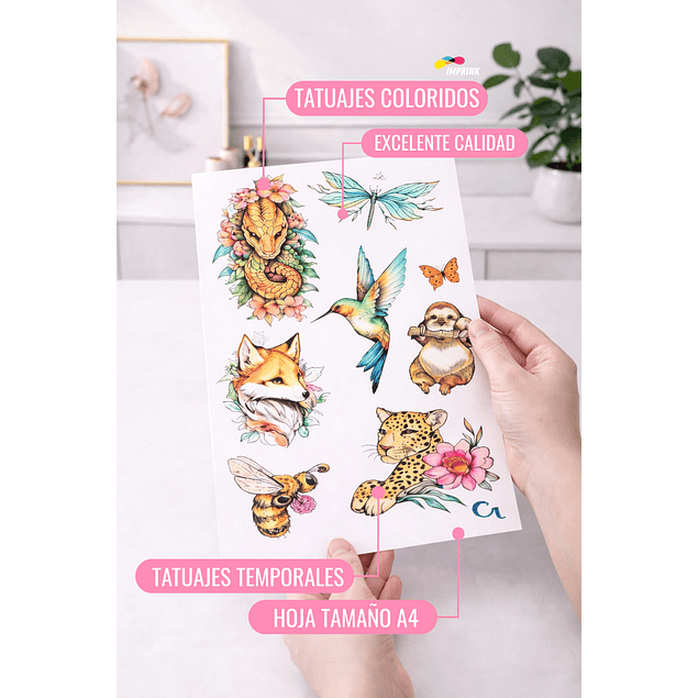 CAJA 20 RESMAS!! Tatuaje Temporal Imprimible Transparente A4/5 Hojas