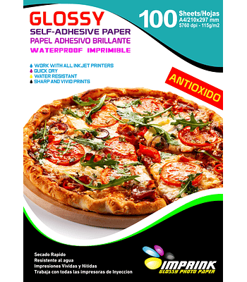 ÚLTIMAS UNIDADES!! Papel Adhesivo Fotografico Brillante Antioxido A4/115g/100 Hojas