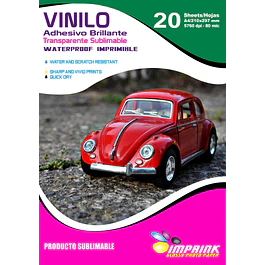 CAJA 20 RESMAS!! Vinilo SUBLIMABLE Adhesivo Transparente A4/20 Hojas