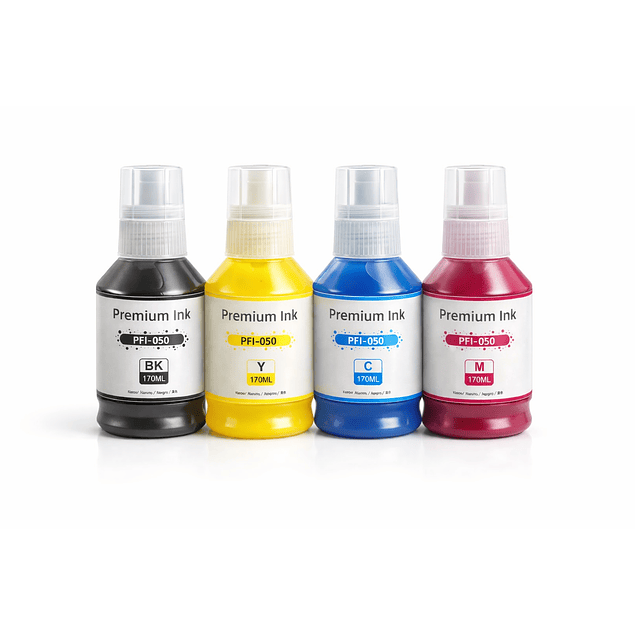Pack 4 colores 170 Ml  tinta Pigmentada para canon Tc20 Tc21 Pfi-050