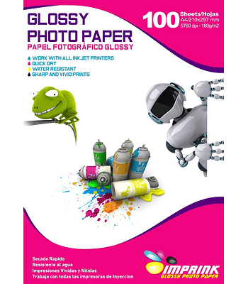 ÚLTIMAS UNIDADES!! Papel Fotografico Glossy Brillante A4 De 180gr/100 Hojas