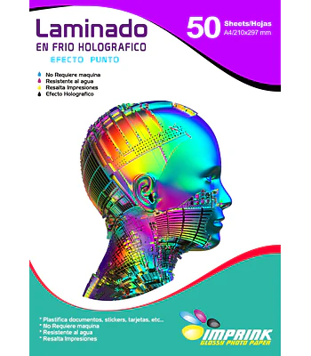 ÚLTIMAS UNIDADES!! Laminado en Frio Transparente Efecto Punto (Glitter) A4/50 hojas