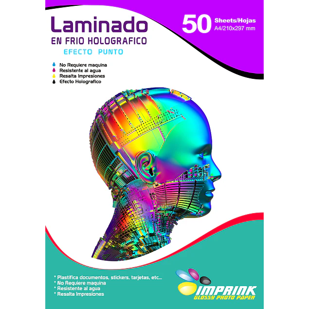 ÚLTIMAS UNIDADES!! Laminado en Frio Transparente Efecto Punto (Glitter) A4/50 hojas