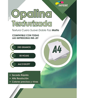 Papel Opalina Textura Matte Doble Faz Cuero Suave 250g 50h 