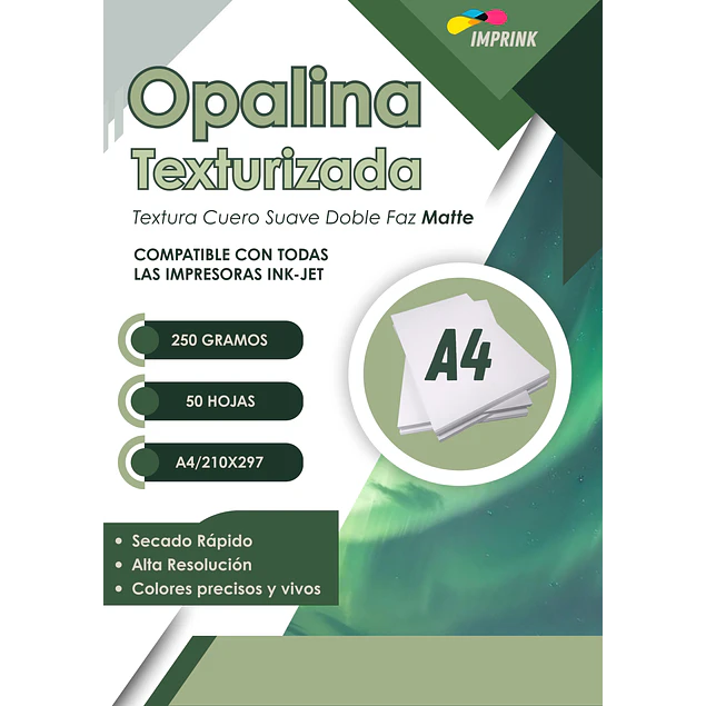 Papel Opalina Textura Matte Doble Faz Cuero Suave 250g 50h 