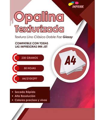 20 RESMAS!! Opalina Textura Brillante Doble Faz Lino Clasico 230g 50h