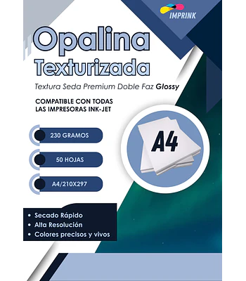 20 RESMAS!! Papel Opalina Textura Brillante Doble Faz Seda 230g 50h