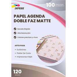 Papel Para Agenda A5 Doble Faz Matte 120 Gramos 100 Hojas