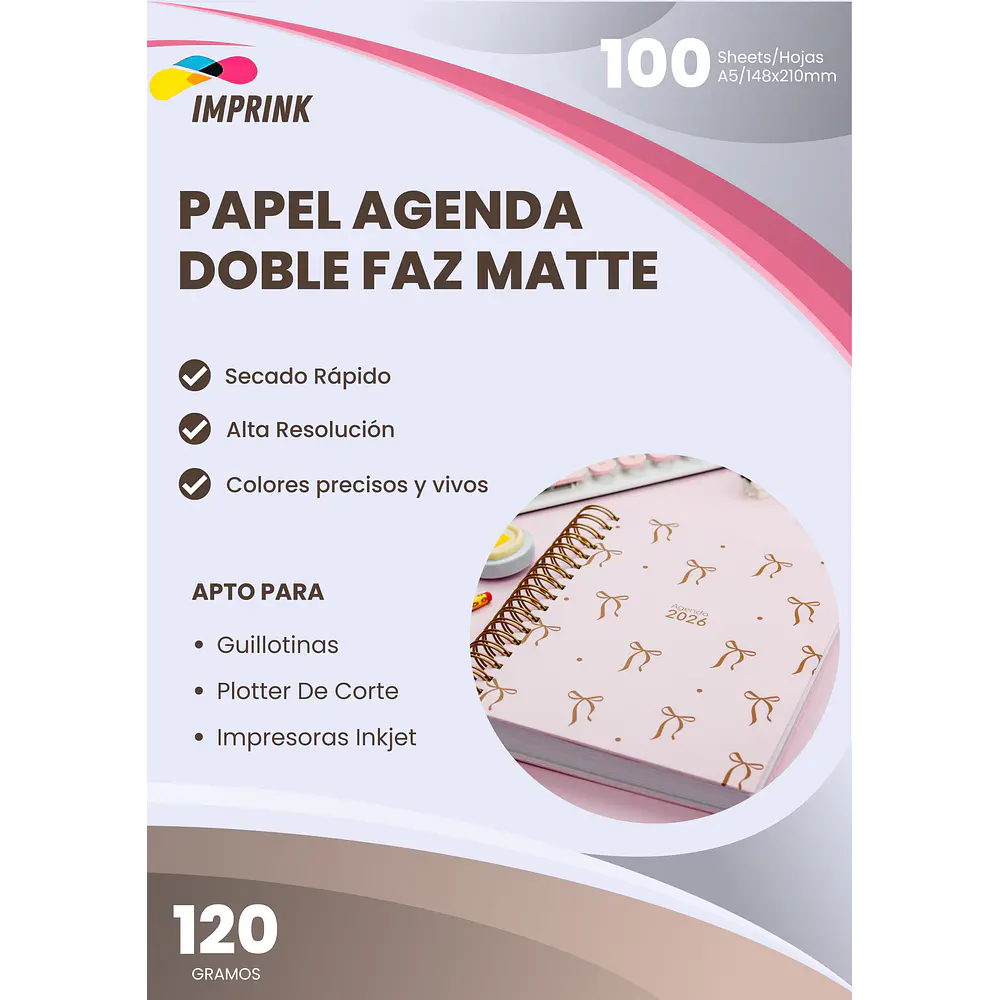 20 RESMAS!! Papel Para Agenda A5 Doble Faz Matte 120 Gramos 100 Hojas