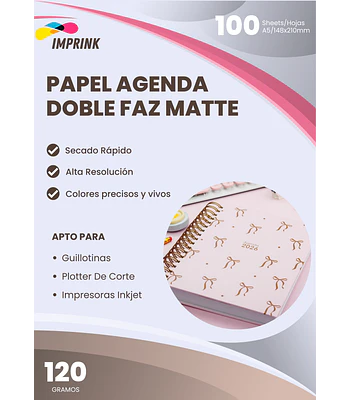 20 RESMAS!! Papel Para Agenda A5 Doble Faz Matte 120 Gramos 100 Hojas